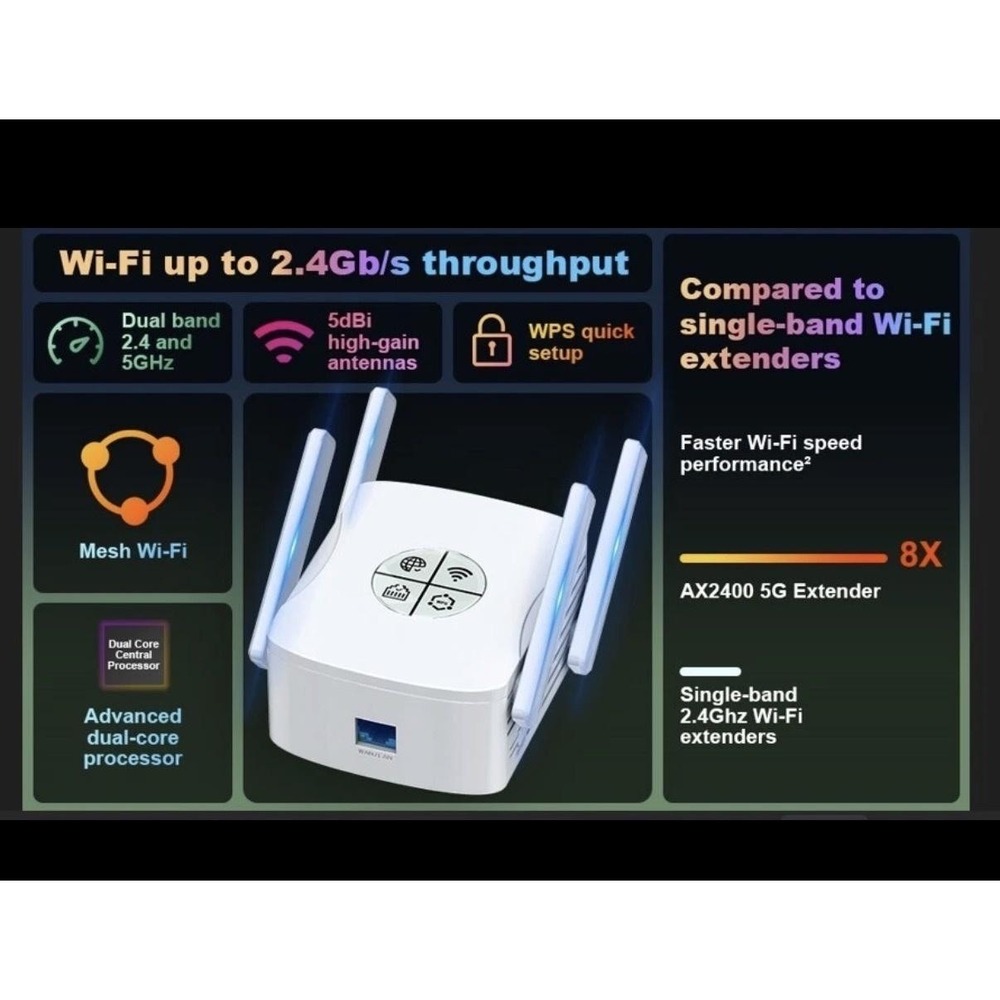 CF-XR183 WiFi‎ 6 Range Extender AX2400 Dual Band 2.4G 5G Mesh Repeater Booster